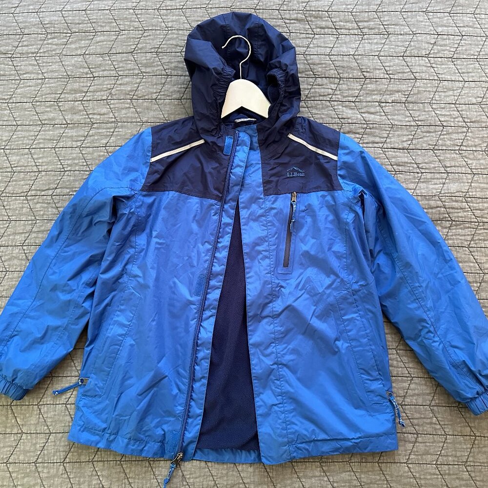 L.L. Bean Kids' Trail Model Rain Jacket, Blue (M/10-12)